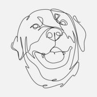continuo línea dibujo de perro rostro. editable ataque. vector ilustración