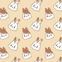 Cute children's vector background, pattern with rabbits, hares in anime style, kawaii. Suitable for decorating children's rooms, wallpaper, wrapping paper, children's clothing.