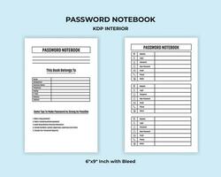 Simple Password Note Book KDP Interior vector