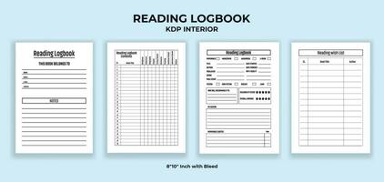 Reading Logbook KDP Interior Template vector