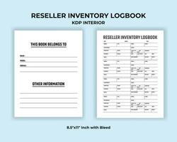 Reseller Inventory Logbook KDP Interior vector