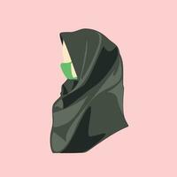 hijab mujer vistiendo máscara previene virus vector