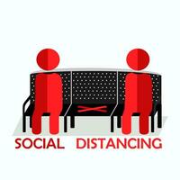 Physical distancing, sitting in public chairs vector