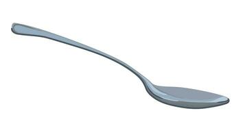 Empty stainless steel dinner spoon. Vector on white background, flat design. Shiny metal teaspoon, silverware for holiday serving. Cartoon style.