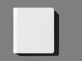 blank book cover mockup on gray background photo