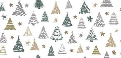 Christmas tree, New Year set, hand drawn illustrations. Vector