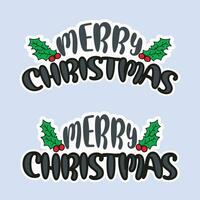 Sticker Design, Christmas sticker design with typography sticker, Christmas text, Christmas leaves vector