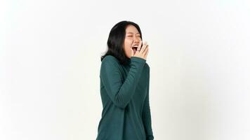 Sneezing gesture Of Beautiful Asian Woman Isolated On White Background photo