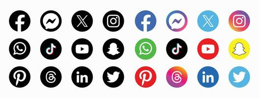 conjunto de social medios de comunicación logo en blanco antecedentes. social medios de comunicación icono conjunto recopilación. vector