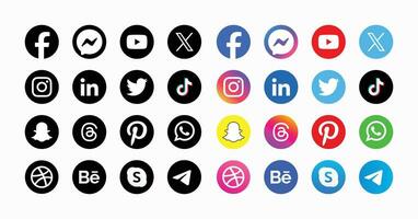 Set of social media logo in white background. Social media icon set collection. vector