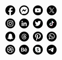 Set of social media logo in white background. Social media icon set collection. vector