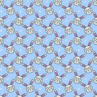 seamless pattern with easter eggs and rabbits on blue background photo