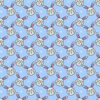 seamless pattern with easter eggs and rabbits on blue background photo