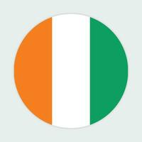 Ivory coast flag vector icon design. Ivory coast circle flag. Round of Ivory coast flag.