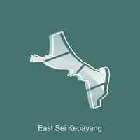 Map City of East Sei Kepayang Logo Vector Design. Abstract, designs concept, logos, logotype element for template.