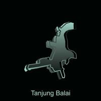 Map City of Tanjung Balai illustration design with outline on Black background, design template suitable for your company vector