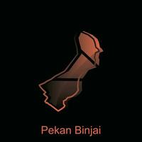 High detailed vector map of Pekan Binjai City modern outline, Logo Vector Design. Abstract, designs concept, logo, logotype element for template.