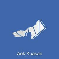 High detailed vector map of Aek Kuasan City modern outline, Logo Vector Design. Abstract, designs concept, logo, logotype element for template.