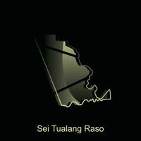 Map City of Sei Tualang Raso illustration design with outline on Black background, design template suitable for your company vector