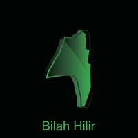 Map City of Bilah Hilir illustration design with outline on Black background, design template suitable for your company vector