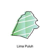 High detailed vector map of Lima Puluh City modern outline, Logo Vector Design. Abstract, designs concept, logo, logotype element for template.