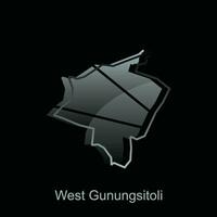 High detailed vector map of West Gunungsitoli City modern outline, Logo Vector Design. Abstract, designs concept, logo, logotype element for template.