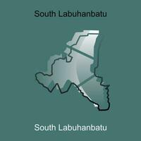 High detailed vector map of South Labuhanbatu City modern outline, Logo Vector Design. Abstract, designs concept, logo, logotype element for template.