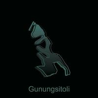 Map City of Gunungsitoli illustration design with outline on Black background, design template suitable for your company vector