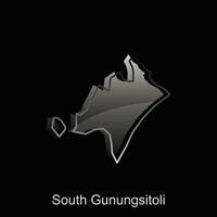 Map City of South Gunungsitoli illustration design with outline on Black background, design template suitable for your company vector