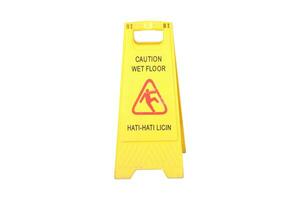 wet floor sign on white background photo