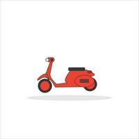 red classic scooter with white background vector