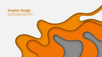 dynamic orange wave with gray background, cutout cover creative vector