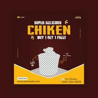 Super delicious chicken social media post template design vector