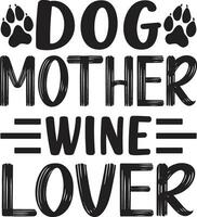 dog mother wine lover vector