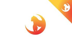 Simple Logo with beautifully Design of Gorilla and crescent moon vector
