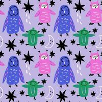 Owls Birds Seamless Kids Pattern vector