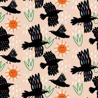 Birds Ravens Seamless Kids Pattern vector