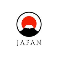 mountain with rising sun japanese logo vector illustration. mount fuji logo vector isolated. Illustration of Mount Fuji, Japan. Best mount fuji logo in elegant style. Mountain fujiyama .