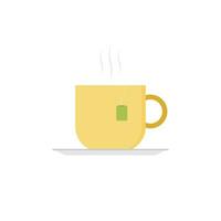 Cup of hot tea. Vector flat design, isolated on white background.Drink vector illustration on isolated background. Fresh beverage sign business concept.