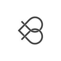 symbol vector of number 8 letter b linked line design