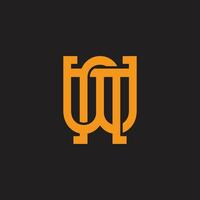 letter wn abstract overlap linked geometry logo vector
