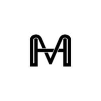 letter mh simple linked geometric line logo vector