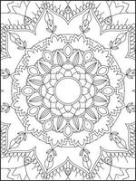 Mandala Coloring Book For Adult. Mandala Coloring Pages. Mandala Coloring Book. Seamless vector pattern. Black and white linear drawing. coloring page for children and adults.