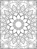 Mandala Coloring Book For Adult. Mandala Coloring Pages. Mandala Coloring Book. Seamless vector pattern. Black and white linear drawing. coloring page for children and adults.