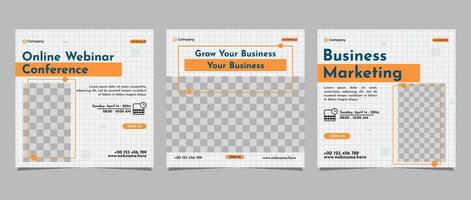 Collection of social media post banner template. Perfect for business webinars, marketing webinars, online class programs, etc. vector