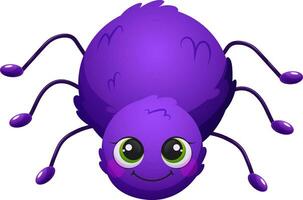 Cute baby spider with big green eyes. Vector illustration for children and kids goods