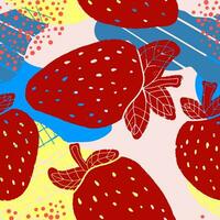a seamless pattern with strawberries on it vector