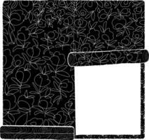 un negro y blanco floral modelo con un marco vector