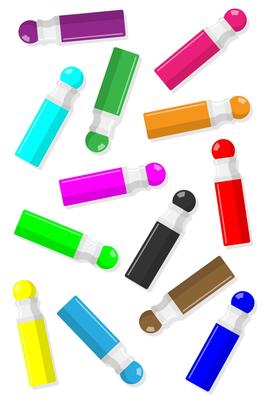 Dotmarker colorful set. Dot or spot marker supply multicolor collection for educational activities with children. Stationery for preschool pastime learning. Flat vector eps artistic felt pen
