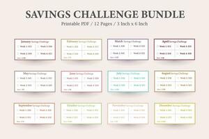 Low Income Savings Challenge,Low-Income Budgeting,Mini Savings Challenge Trackers,Budget-Friendly Savings Tracker,Money-Saving Planner vector